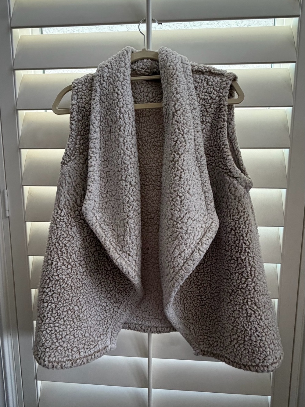 Eddie Bauer Taupe Sherpa Draped Vest